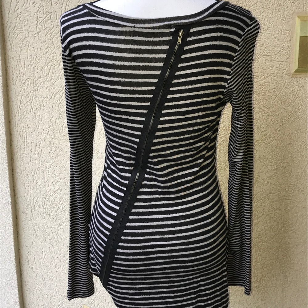 Vintage Diagonal Zipper longsleeve stripe tee